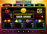 Fruit King!™ Cash Respin Paytable