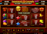 Imperial Crown - Cash Cascade Paytable